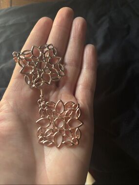 LC Lauren Conrad Rose Gold Openwork Floral Drop Earrings